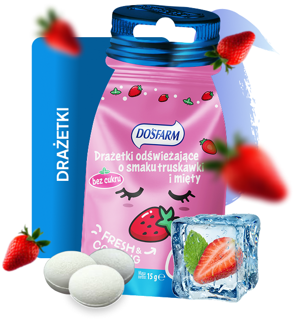 Drażetki odświeżające Dosfarm w saszetce 15g – mix smaków owocowych